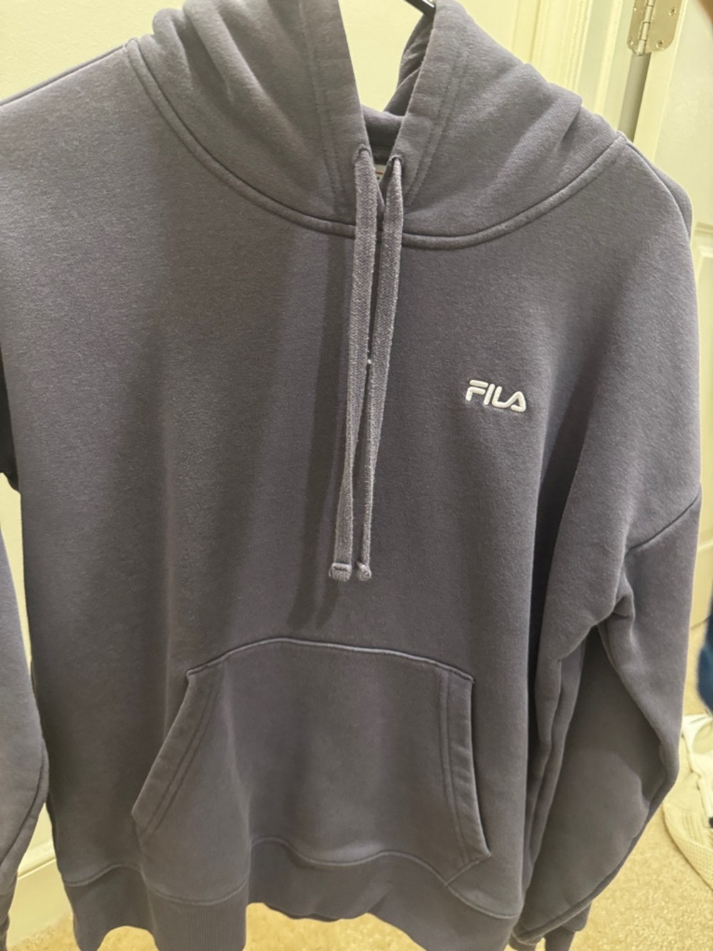 FILA Men's Dark Navy Pullover Hoodie with White Logo
